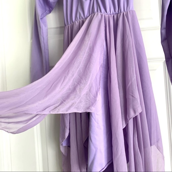 Dance Costume Light Purple Handkerchief Off The Shoulder Dress size Small - Picture 3 of 10